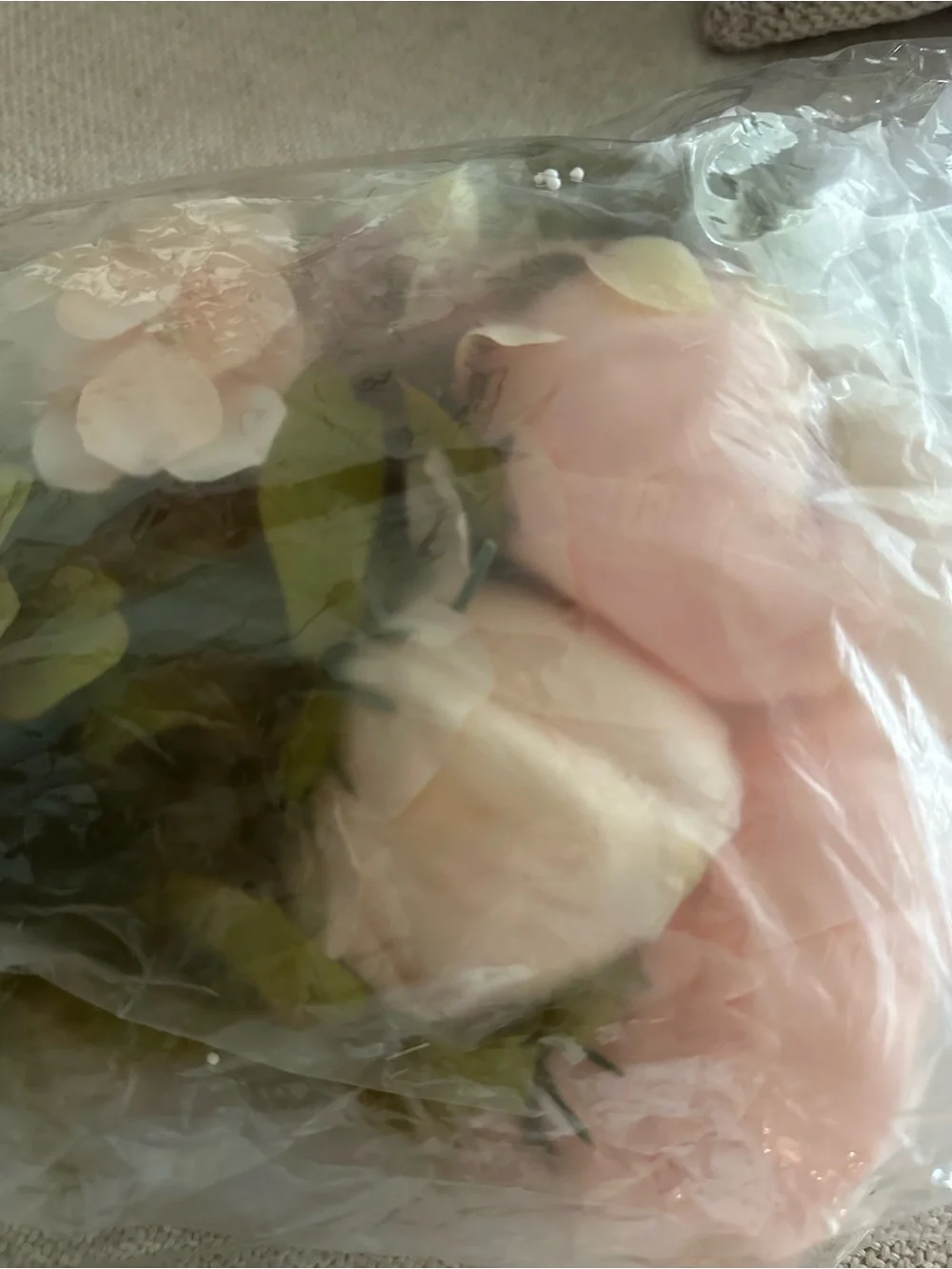 Champagne Faux Peony Stems by